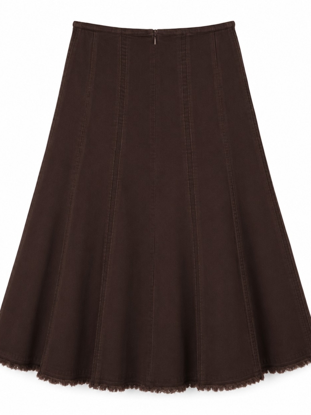 CAbi Chocolate Brown Corduroy Midi A-Line Skirt Boho Western Heritage Sz4 - Picture 3 of 6